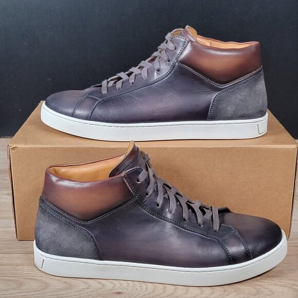 Magnanni Other - Magnanni Costa Mid Shoes Mens Size 9 Gray Brown White Leather Suede Sneakers